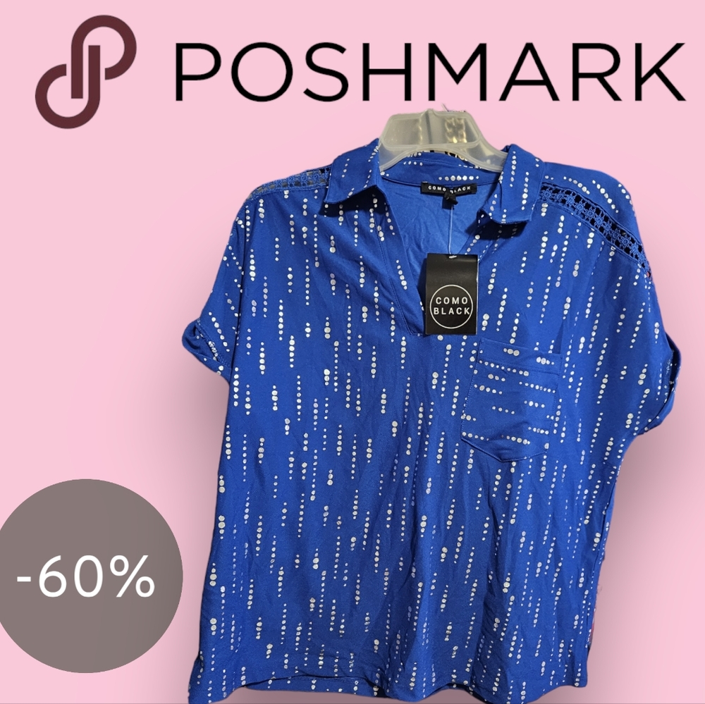 Como Black Blue Blouse